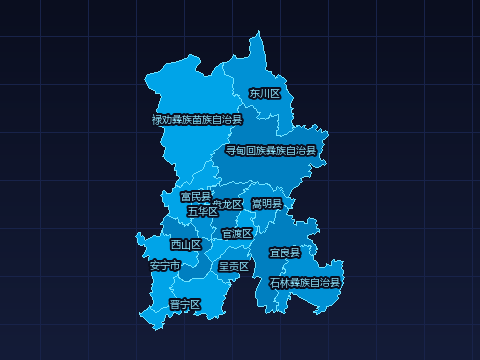 昆明市矢量行政区划地图