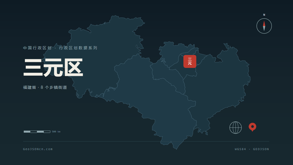 三明三元区矢量行政区划地图