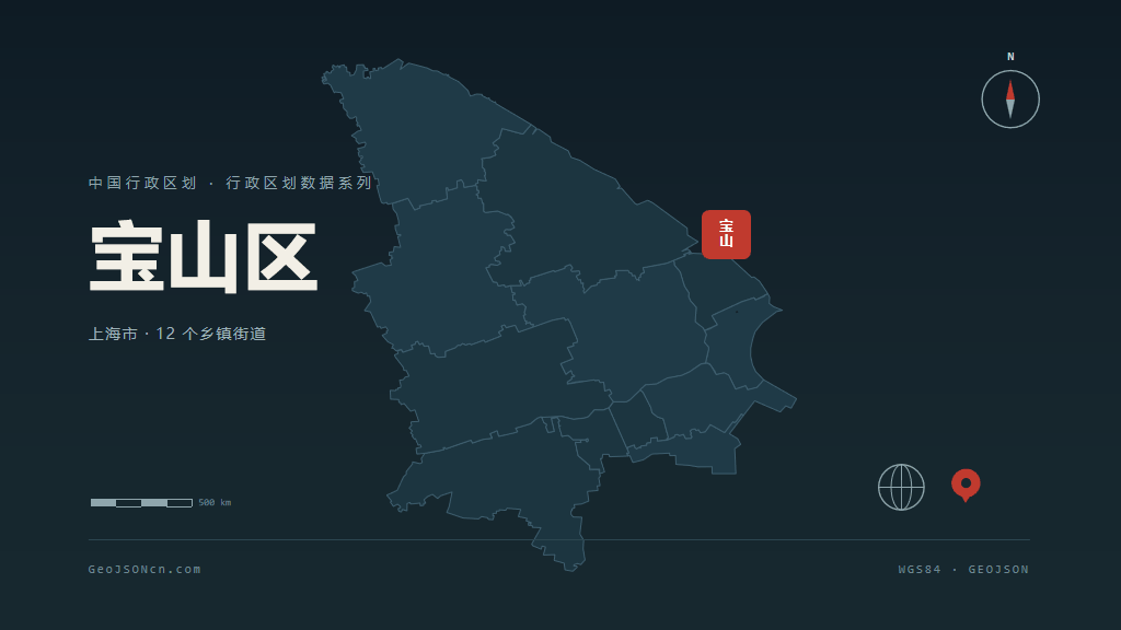 上海宝山区矢量行政区划地图