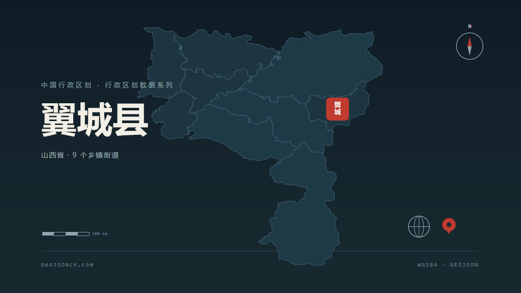 临汾翼城县矢量行政区划地图