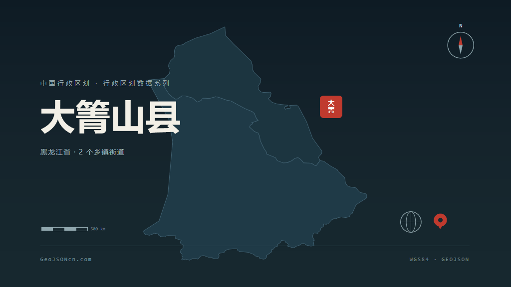 伊春大箐山县矢量行政区划地图