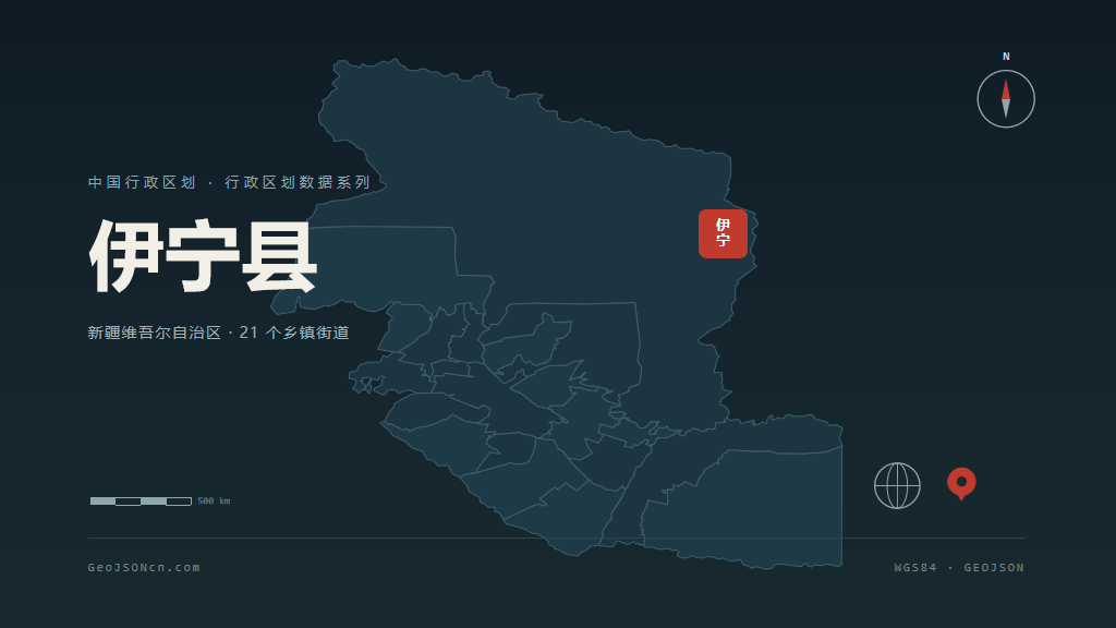 伊犁哈萨克自治州伊宁县矢量行政区划地图