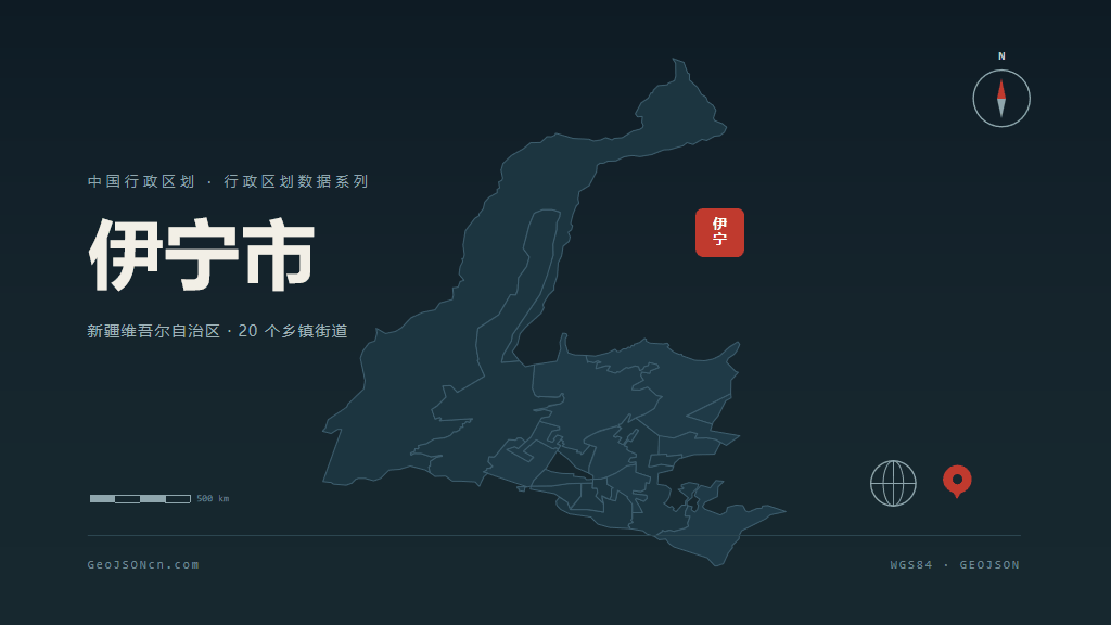伊犁哈萨克自治州伊宁矢量行政区划地图