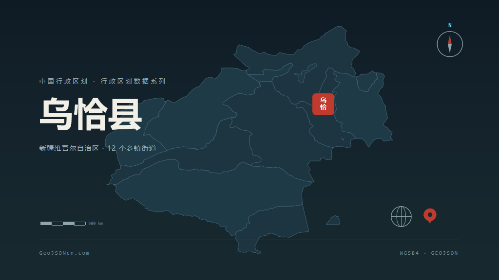 克孜勒苏柯尔克孜自治州乌恰县矢量行政区划地图