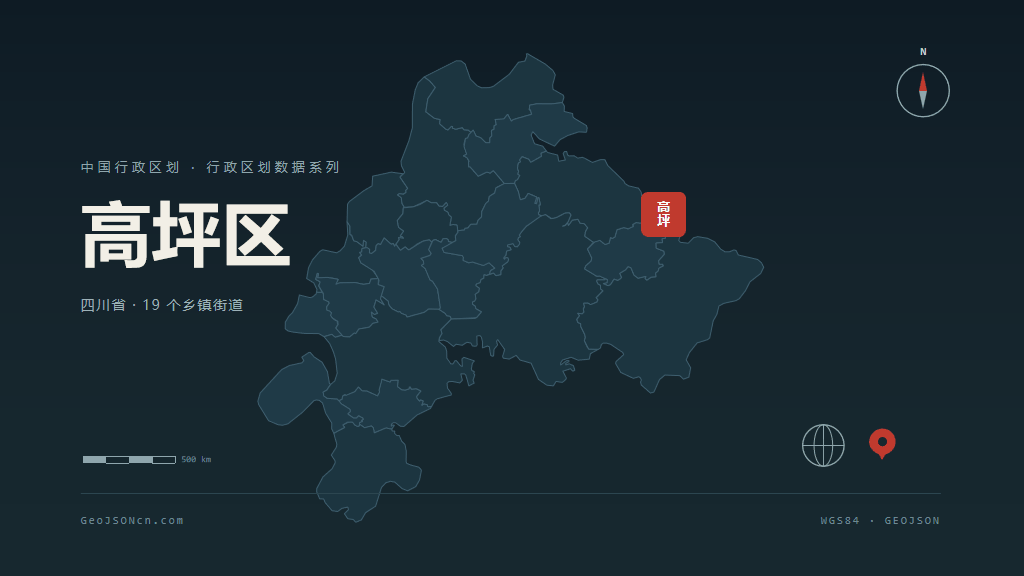 南充高坪区矢量行政区划地图