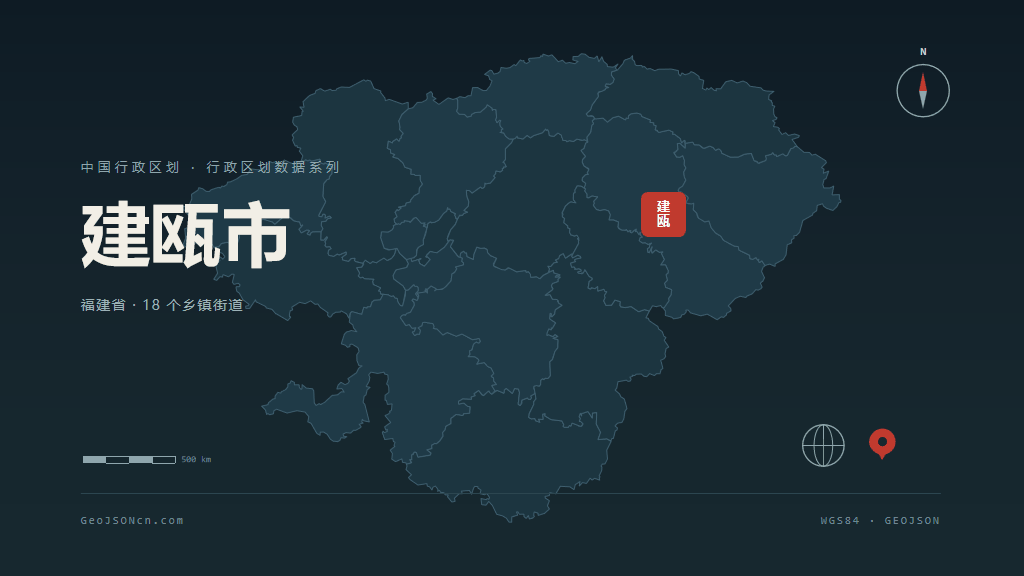 南平建瓯矢量行政区划地图