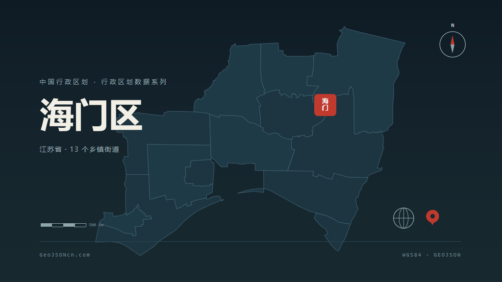 南通海门区矢量行政区划地图