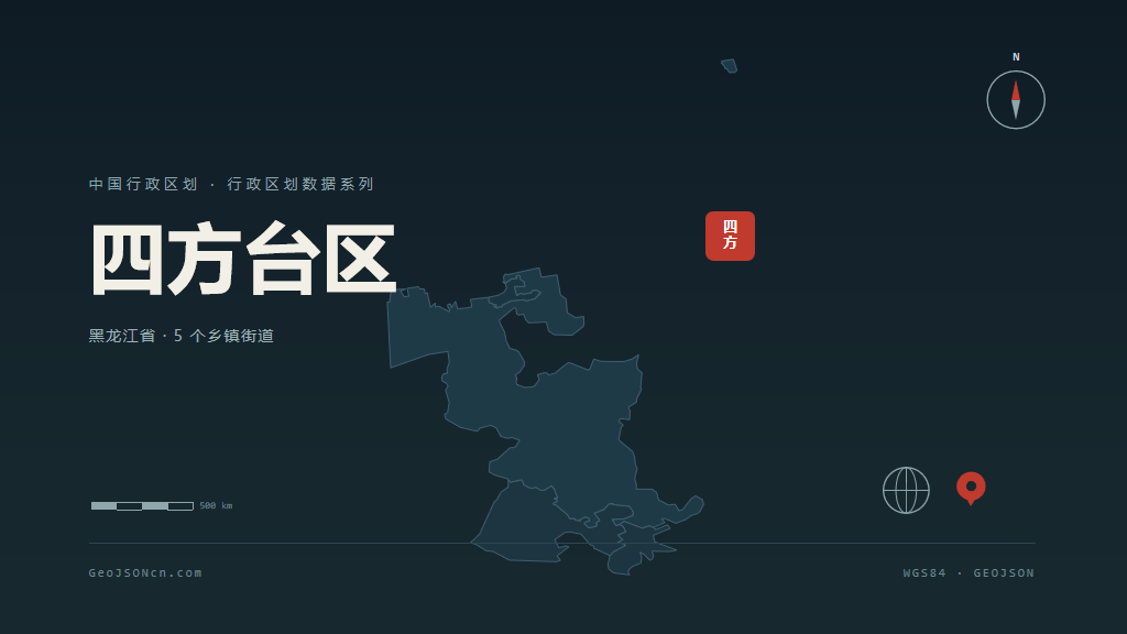 双鸭山四方台区矢量行政区划地图