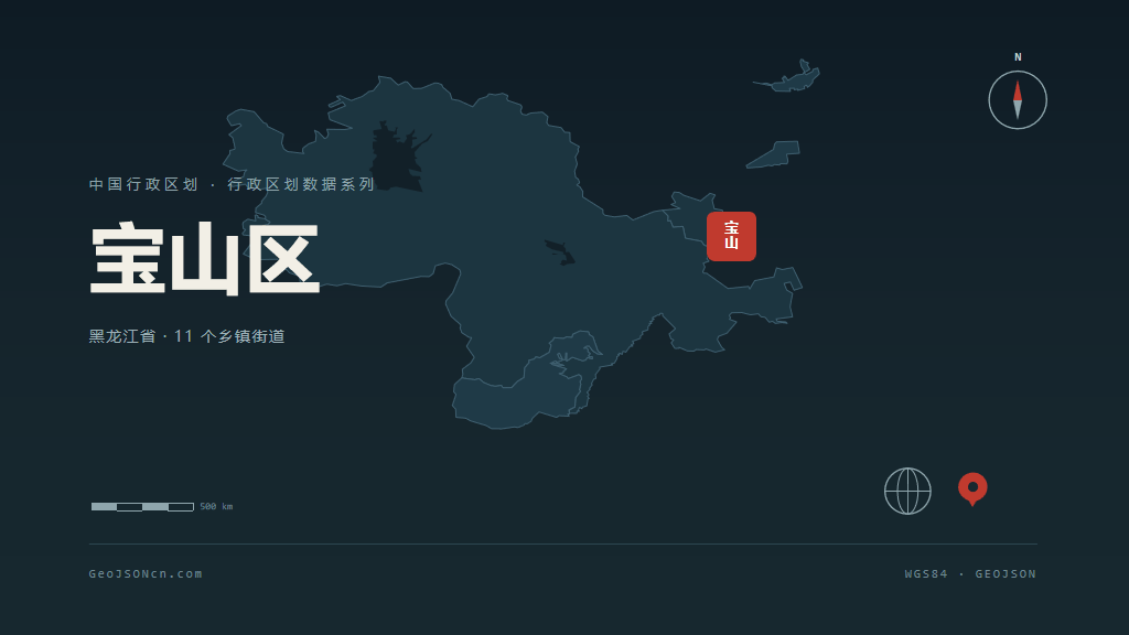 双鸭山宝山区矢量行政区划地图