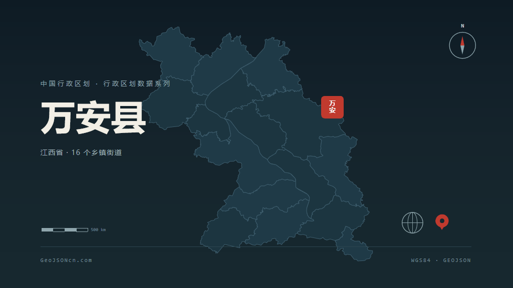 吉安万安县矢量行政区划地图