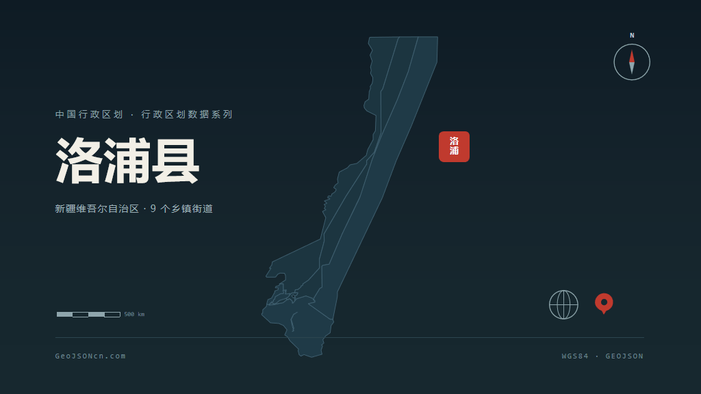 和田地区洛浦县矢量行政区划地图