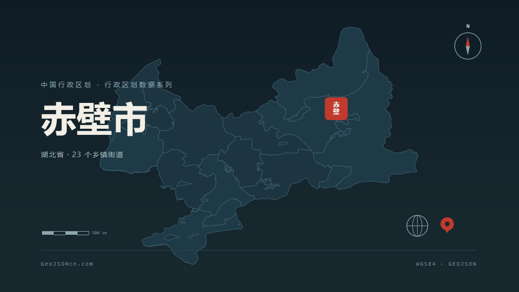 咸宁赤壁矢量行政区划地图