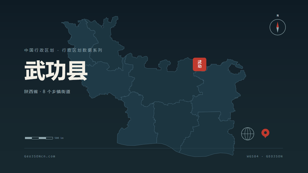 咸阳武功县矢量行政区划地图
