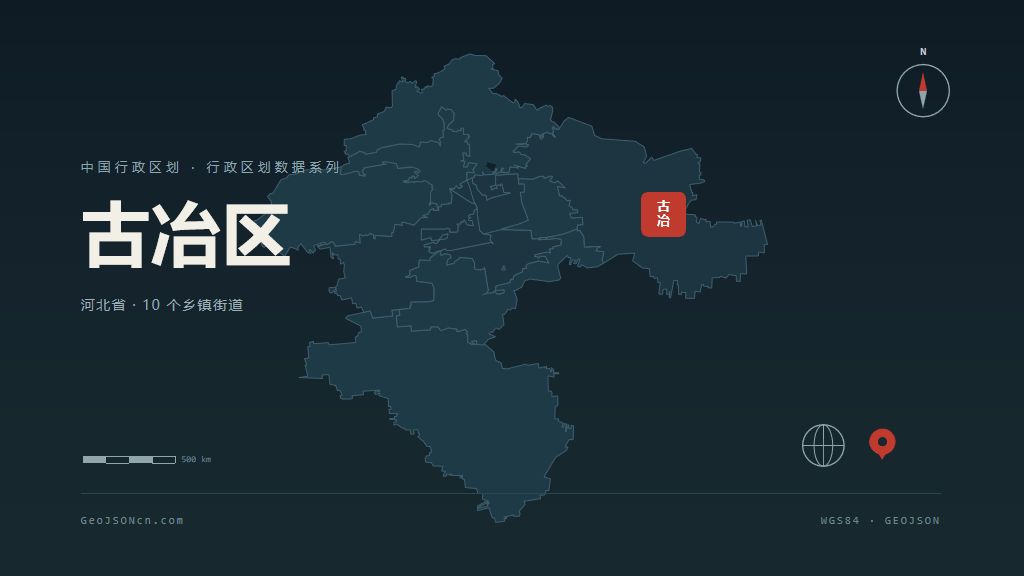 唐山古冶区矢量行政区划地图