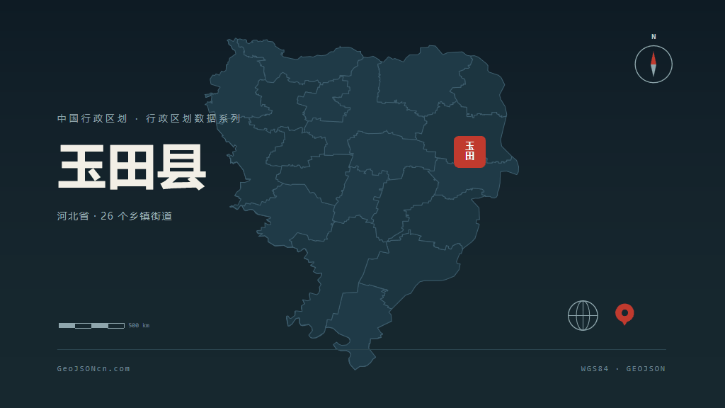唐山玉田县矢量行政区划地图