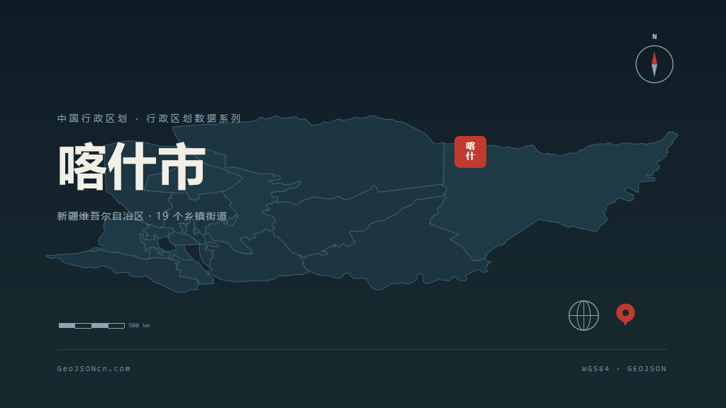 喀什地区喀什矢量行政区划地图