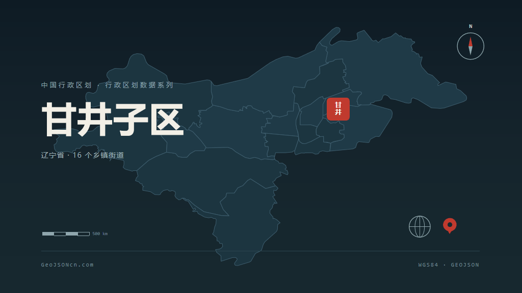 大连甘井子区矢量行政区划地图
