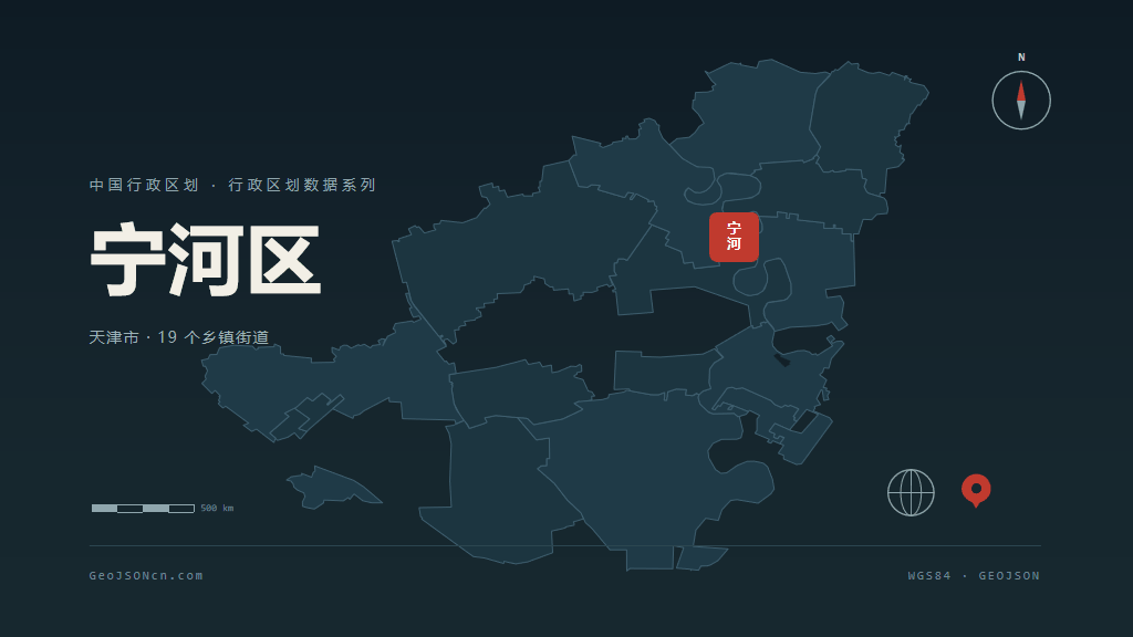 天津宁河区矢量行政区划地图