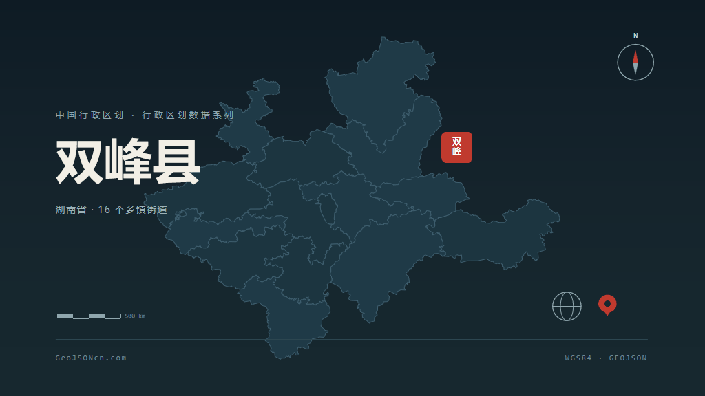 娄底双峰县矢量行政区划地图