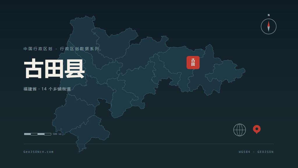 宁德古田县矢量行政区划地图