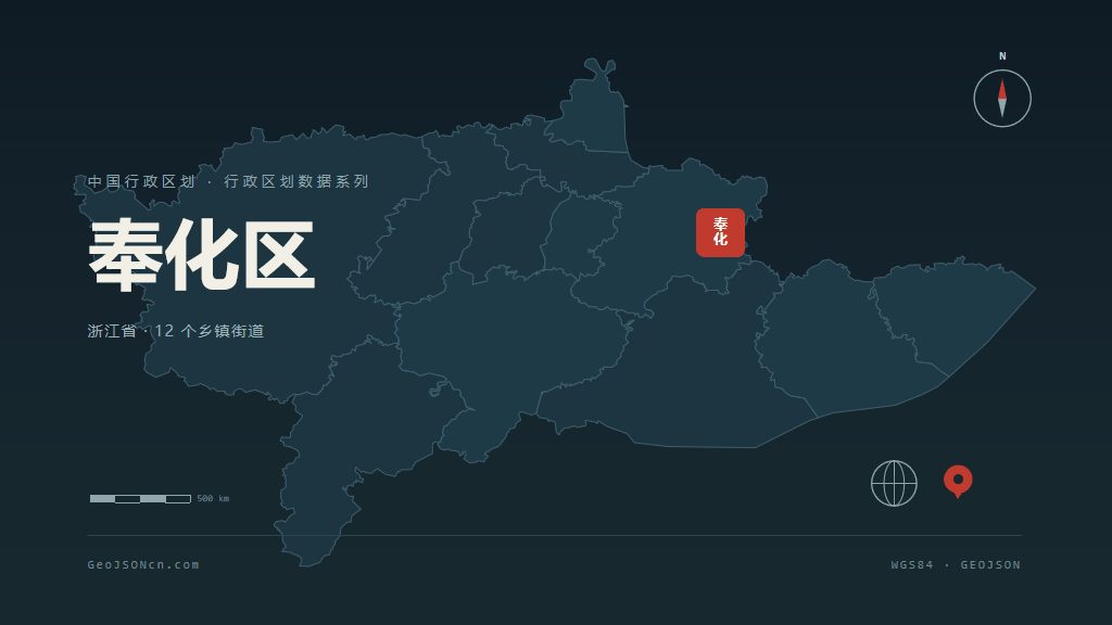 宁波奉化区矢量行政区划地图