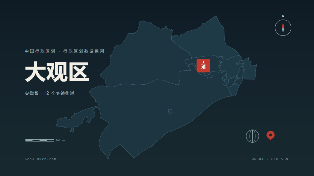 安庆大观区矢量行政区划地图