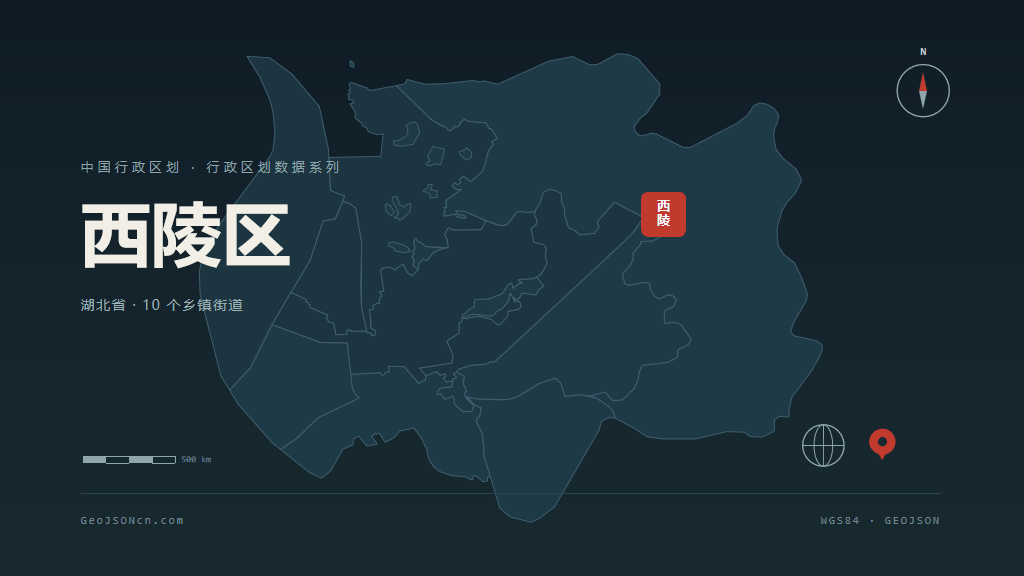 宜昌西陵区矢量行政区划地图