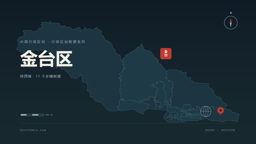 宝鸡金台区矢量行政区划地图