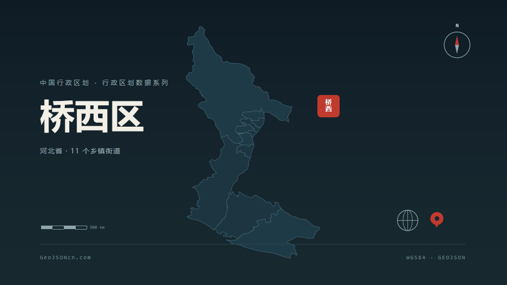 张家口桥西区矢量行政区划地图