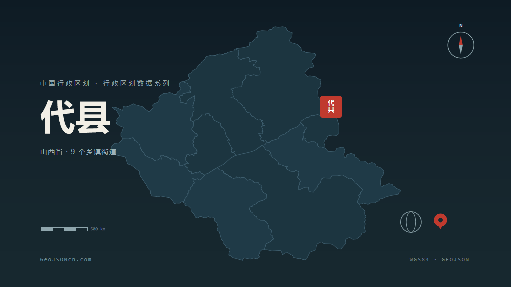 忻州代县矢量行政区划地图