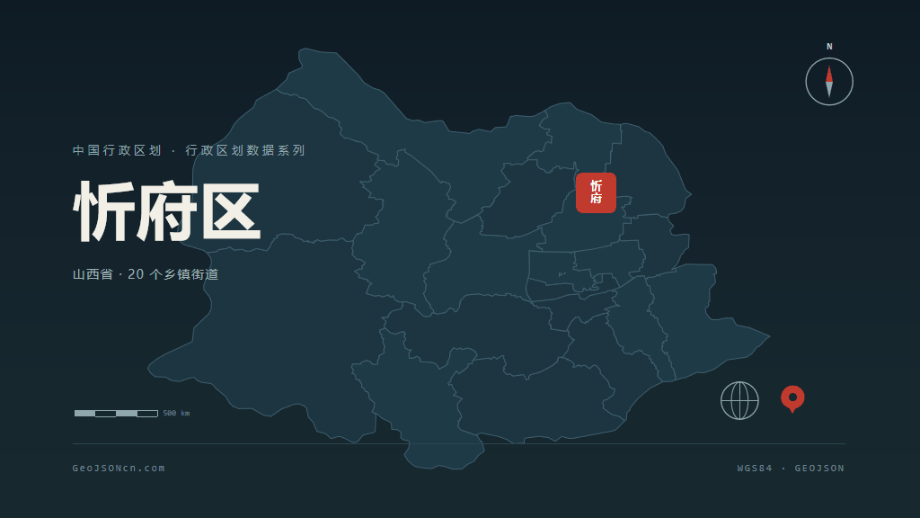 忻州忻府区矢量行政区划地图