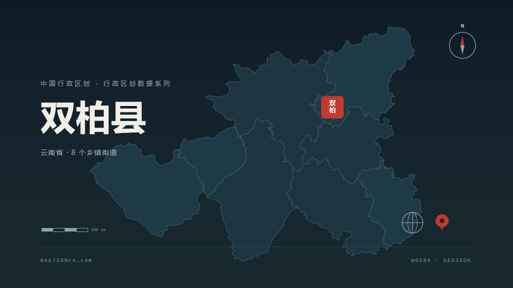 楚雄彝族自治州双柏县矢量行政区划地图