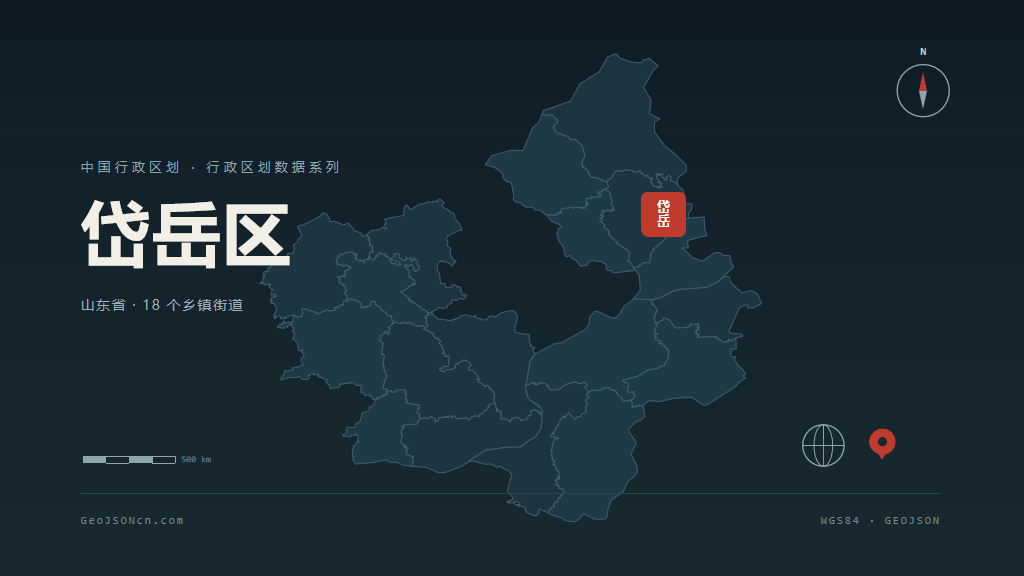 泰安岱岳区矢量行政区划地图