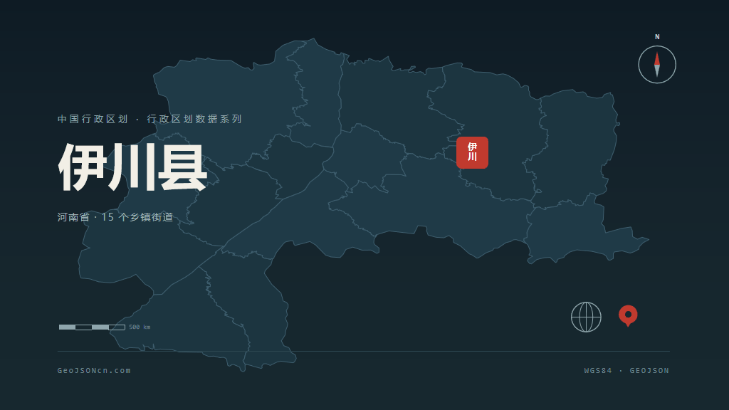 洛阳伊川县矢量行政区划地图