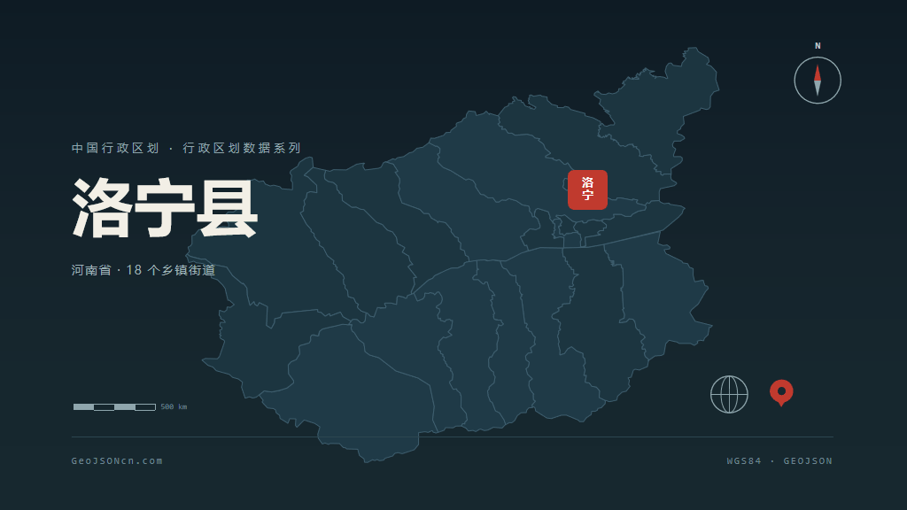 洛阳洛宁县矢量行政区划地图