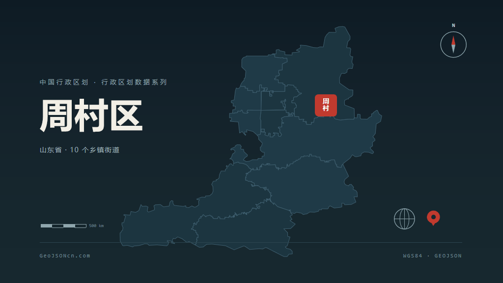 淄博周村区矢量行政区划地图