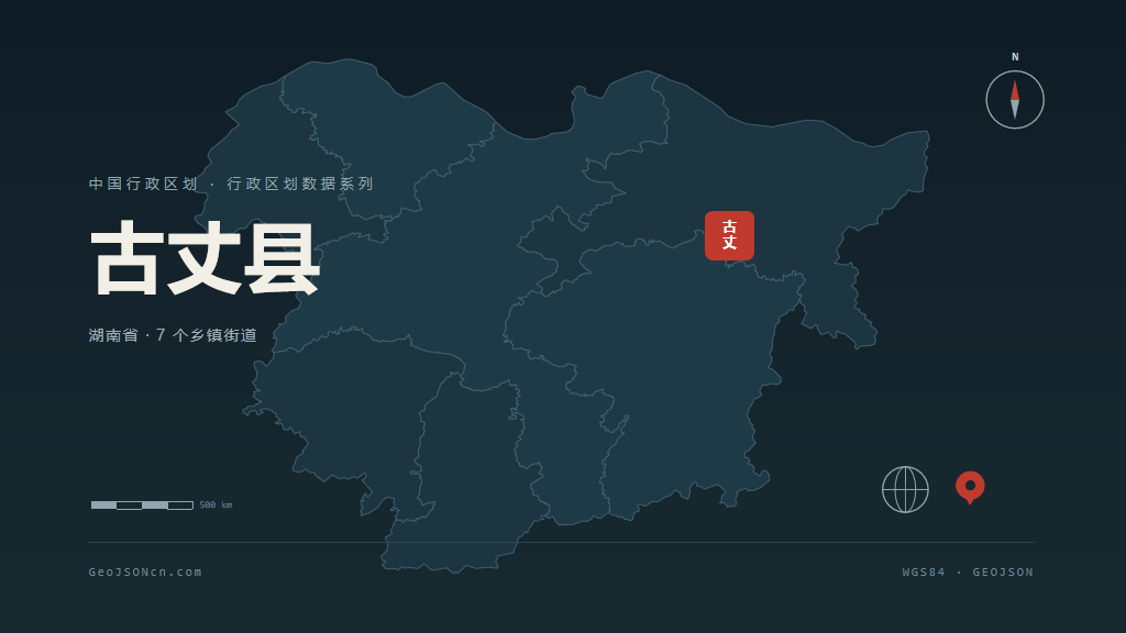 湘西土家族苗族自治州古丈县矢量行政区划地图