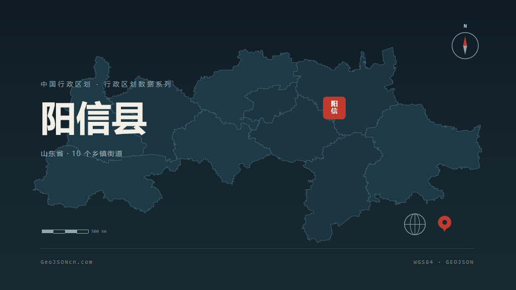 滨州阳信县矢量行政区划地图