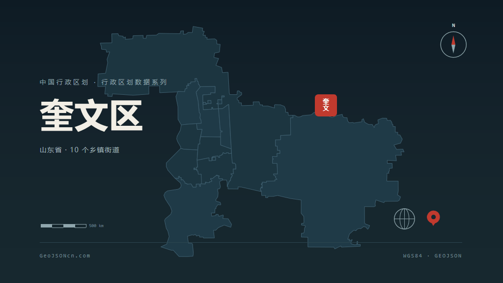 潍坊奎文区矢量行政区划地图