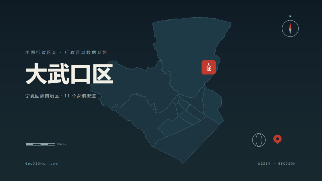 石嘴山大武口区矢量行政区划地图