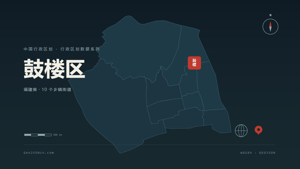福州鼓楼区矢量行政区划地图