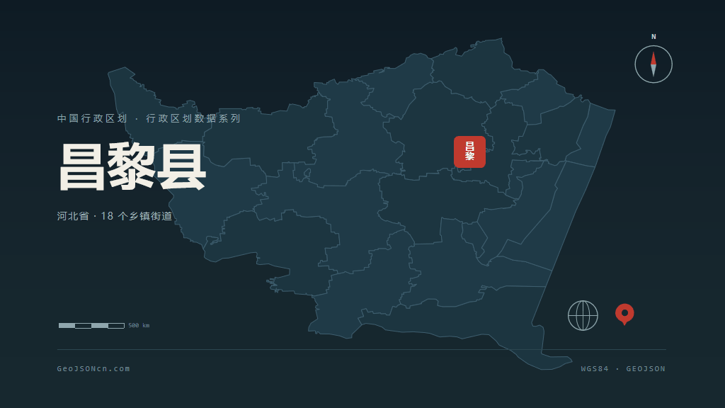 秦皇岛昌黎县矢量行政区划地图