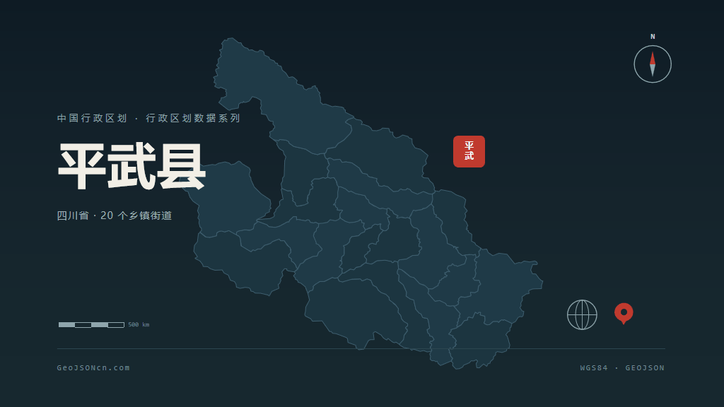 绵阳平武县矢量行政区划地图