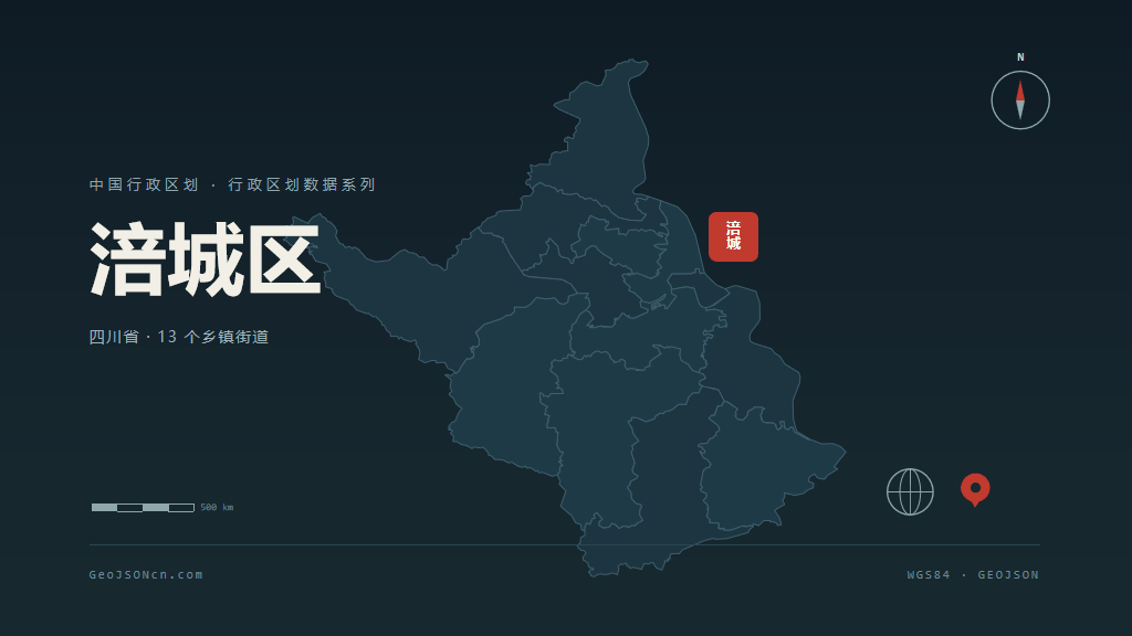 绵阳涪城区矢量行政区划地图