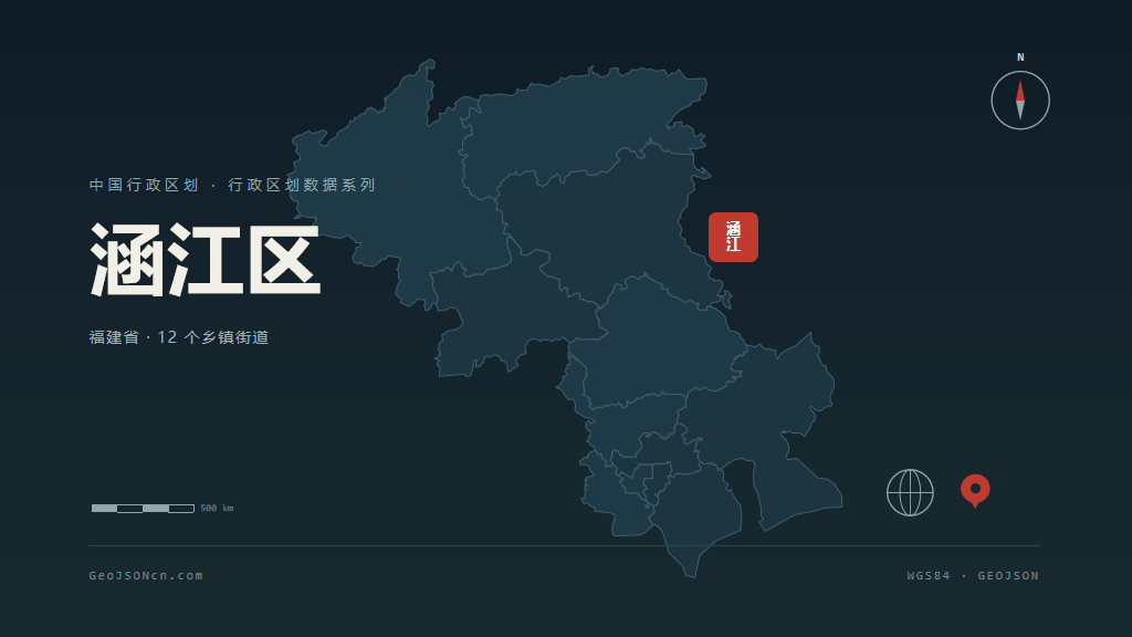 莆田涵江区矢量行政区划地图