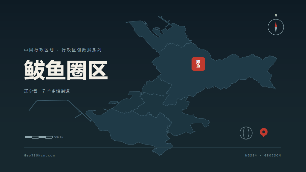 营口鲅鱼圈区矢量行政区划地图