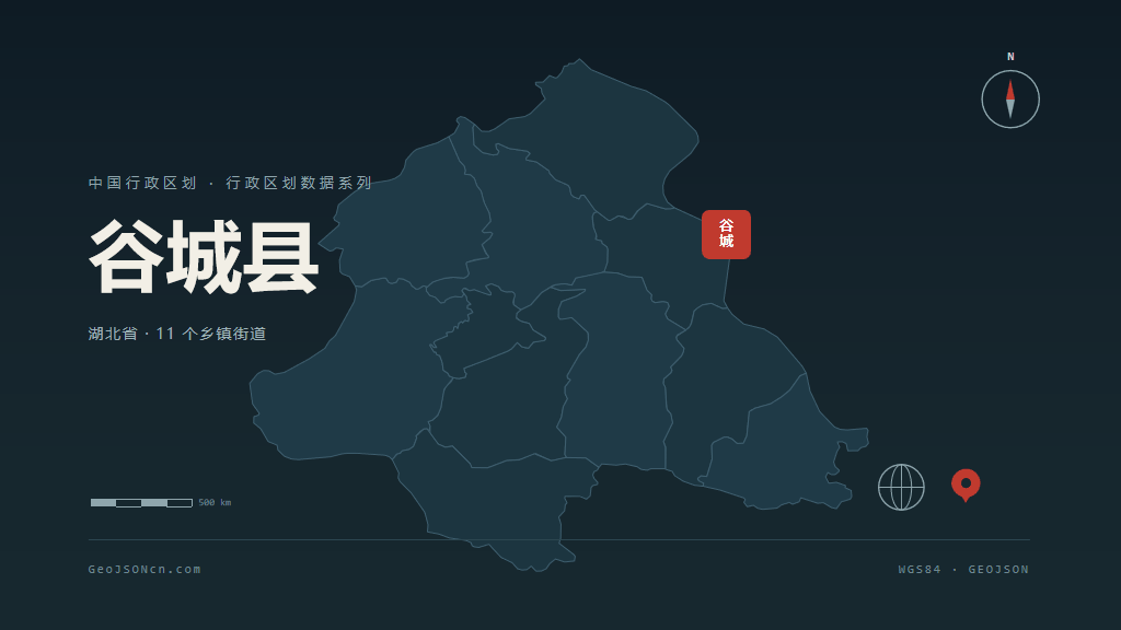 襄阳谷城县矢量行政区划地图