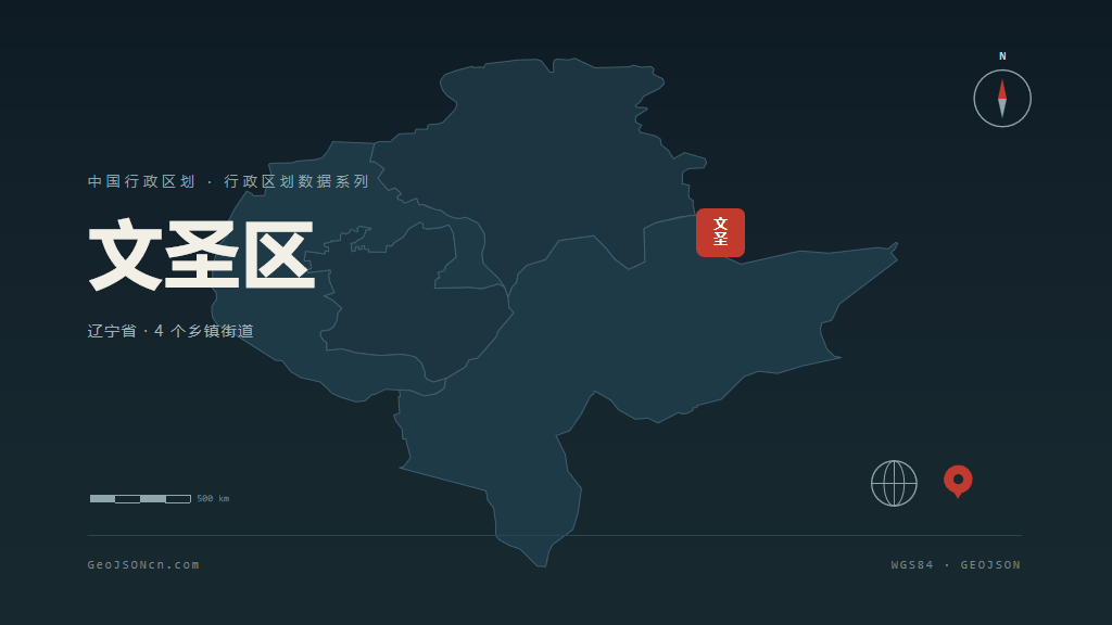 辽阳文圣区矢量行政区划地图