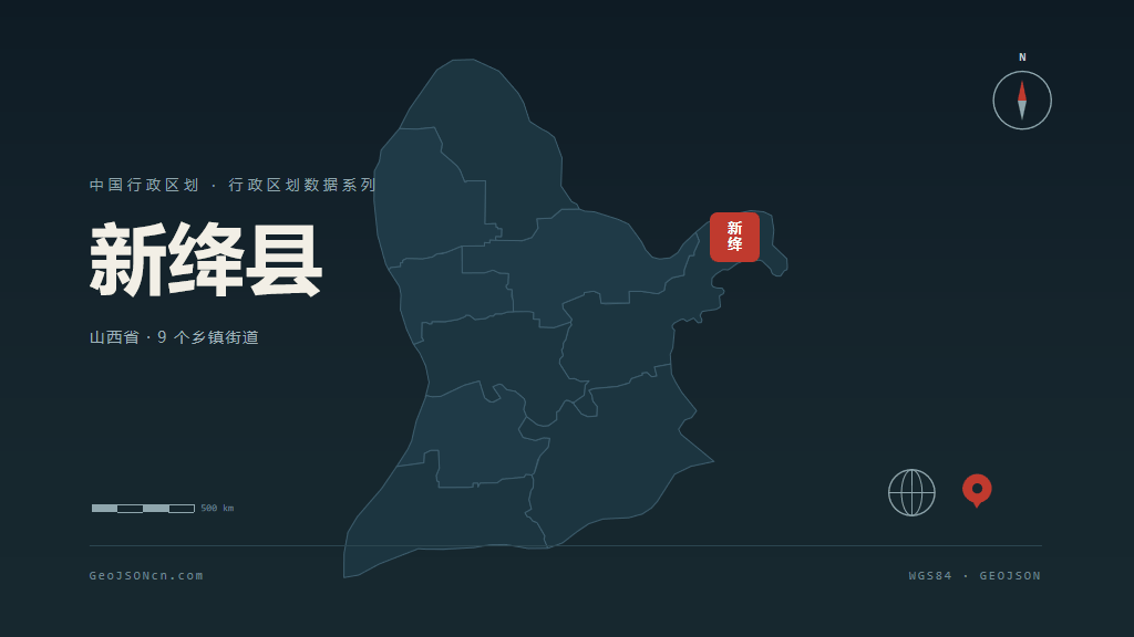 运城新绛县矢量行政区划地图