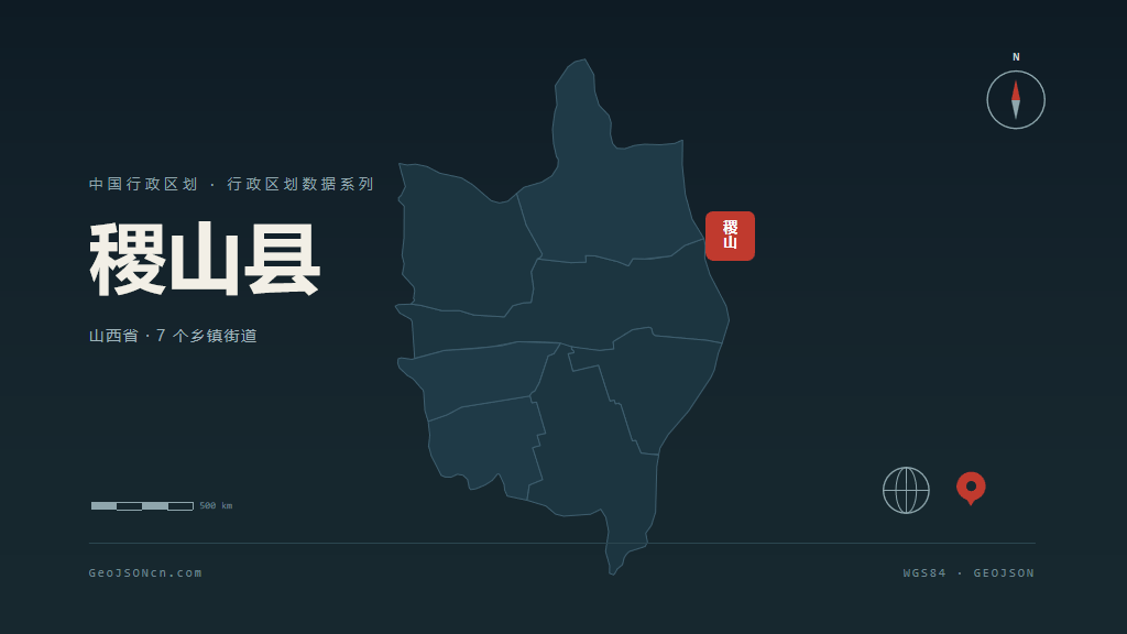 运城稷山县矢量行政区划地图